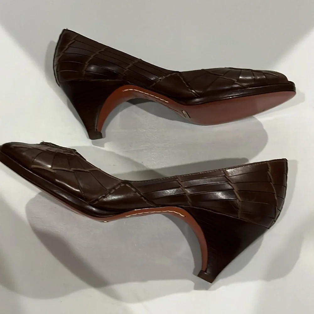 SALE! Cole Haan Brown Women's 7.5B Peep Toe Nike Air Comfort Heels Light Wear - Picture 6 of 13